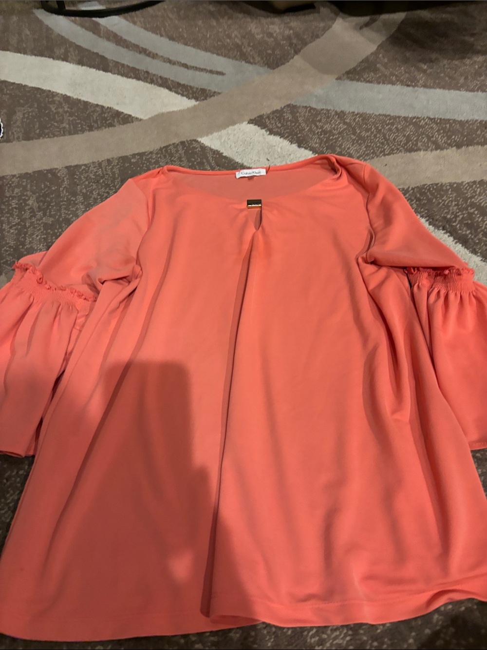 Calvin Klein Coral Bell-Sleeve Tunic Top